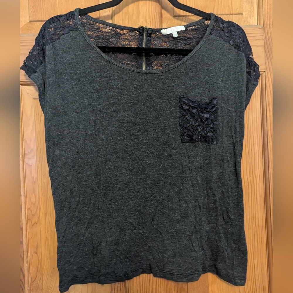 Grey Lace Top